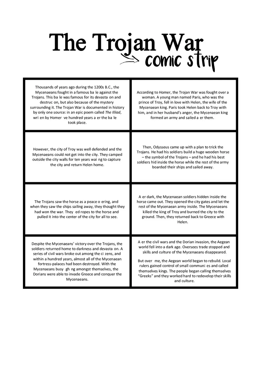 The Trojan War Comic Strip - Page 1