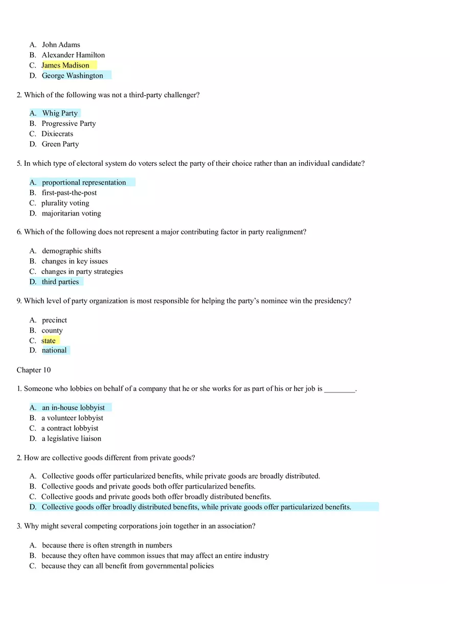 U.S. Government Review Questions Chapters 7-14 - Page 9