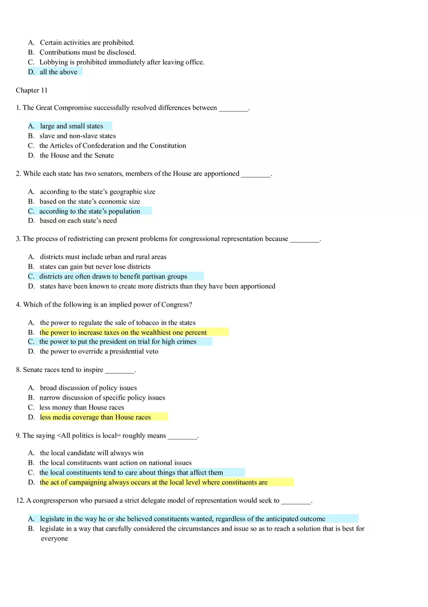 U.S. Government Review Questions Chapters 7-14 - Page 11