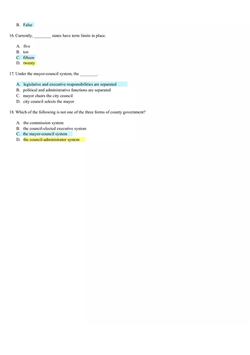 U.S. Government Review Questions Chapters 7-14 - Page 6