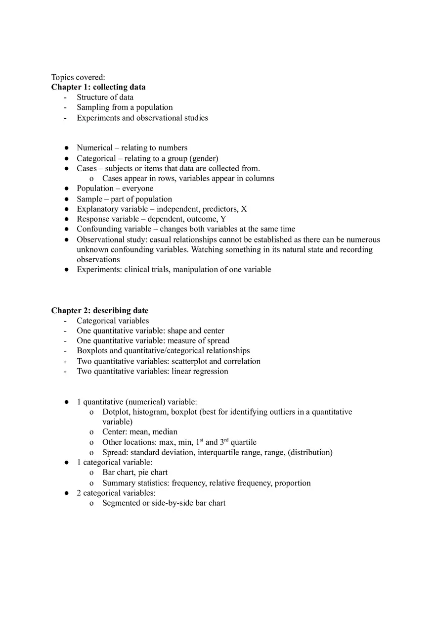 Elementary Statistics - Collecting Data Study Guide - Page 1