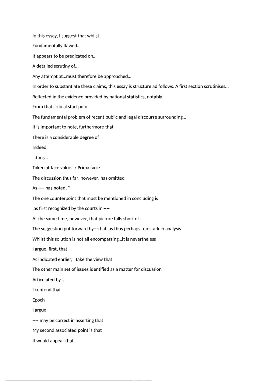 Legal Writing - Phrases to Help With Law Essays - Page 1