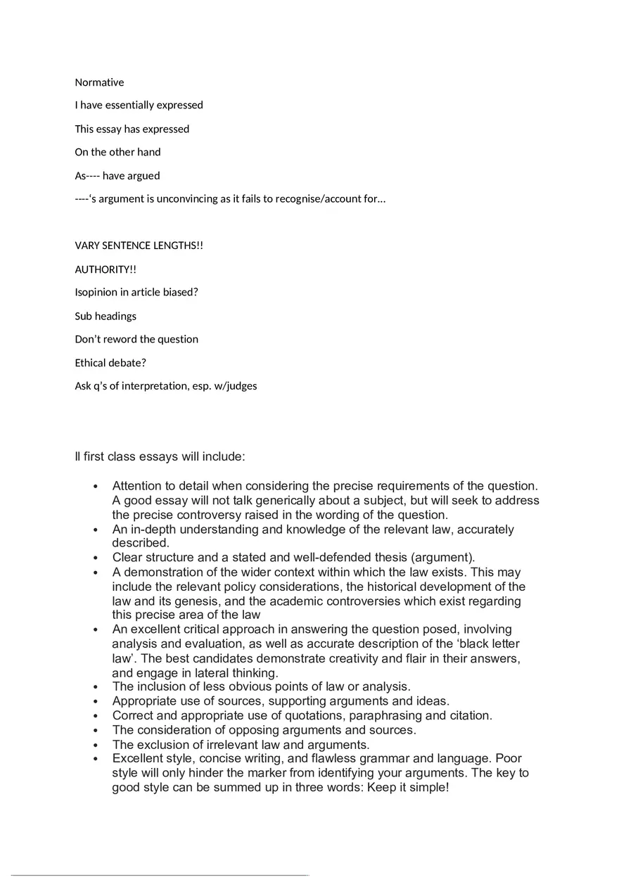 Legal Writing - Phrases to Help With Law Essays - Page 2