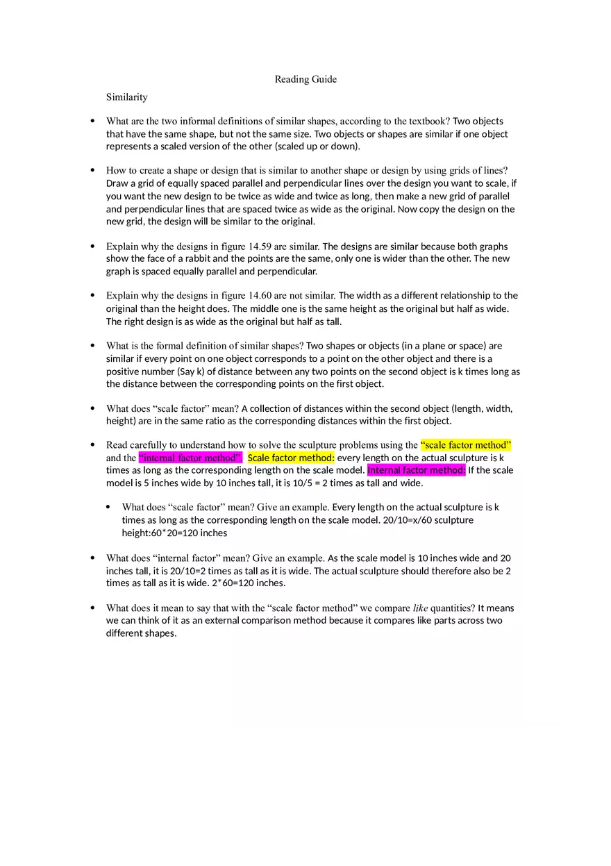 Similarity in Geometry - Section 14.5 Reading Guide - Page 1