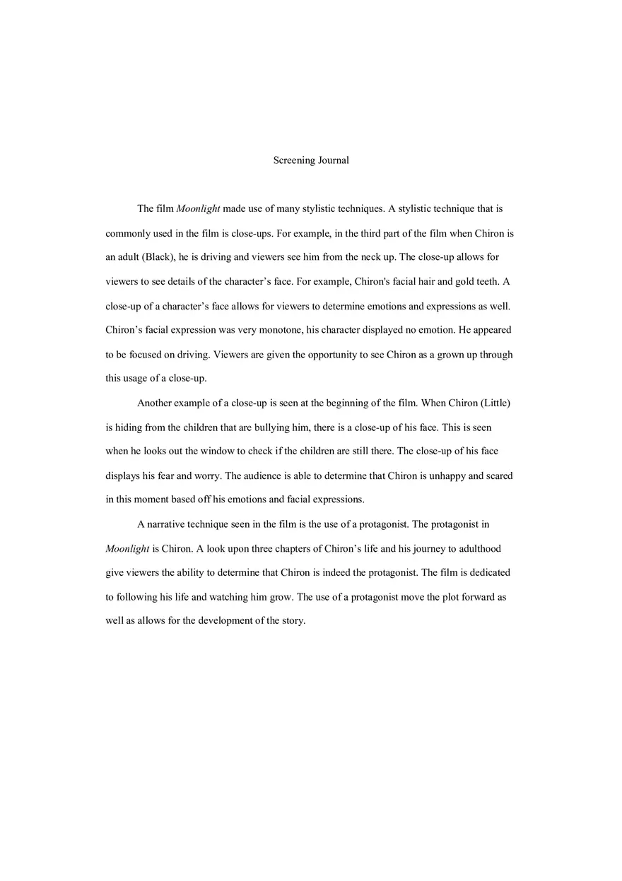 Moonlight Screening Journal - Page 1