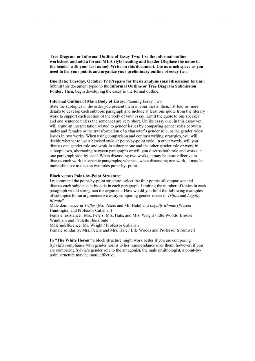 Essay Two Tree Diagram Informal Outline - Page 1