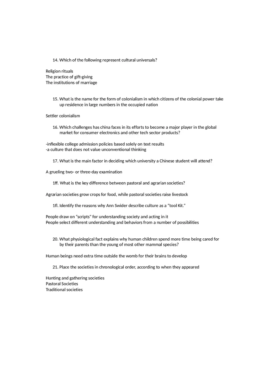 Sociology Midterm One Questions and Answers Part 2 - Page 7