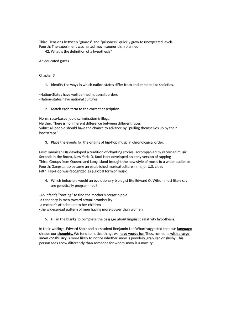 Sociology Midterm One Questions and Answers Part 2 - Page 5