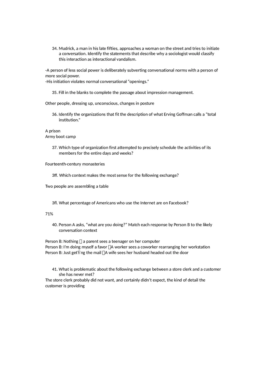 Sociology Midterm One Questions and Answers Part 3 - Page 13