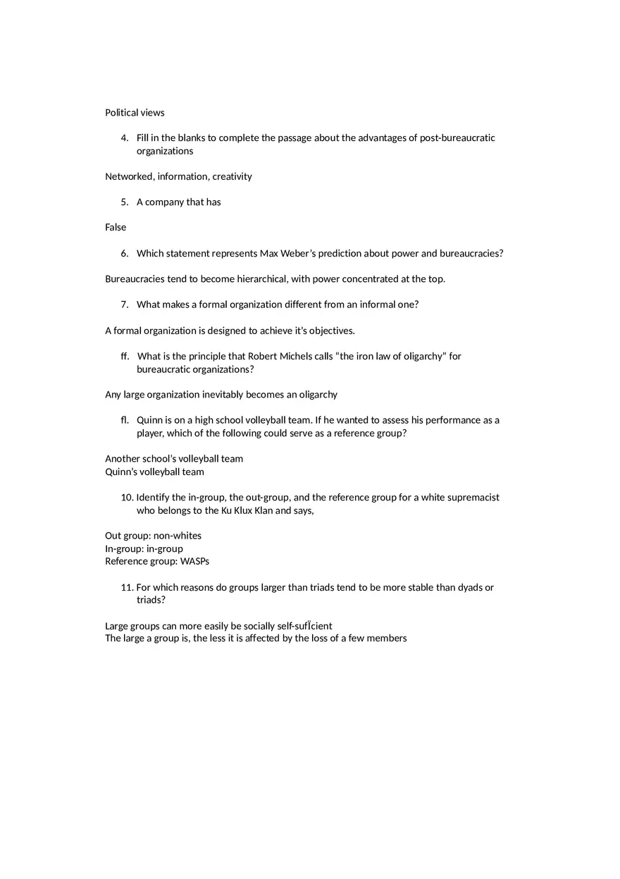 Sociology Midterm One Questions and Answers Part 3 - Page 4