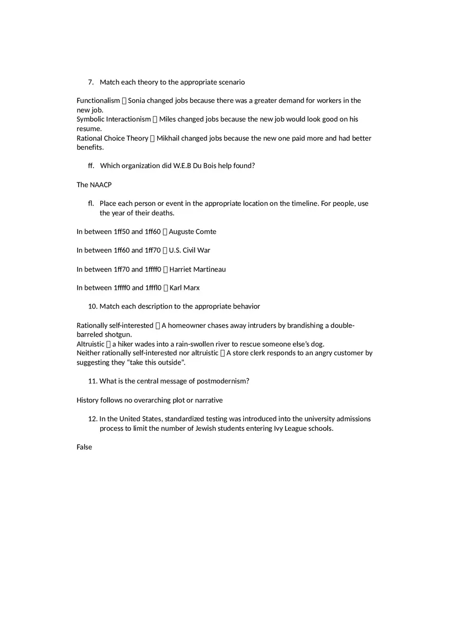 Sociology Midterm One Questions and Answers Part 1 - Page 2