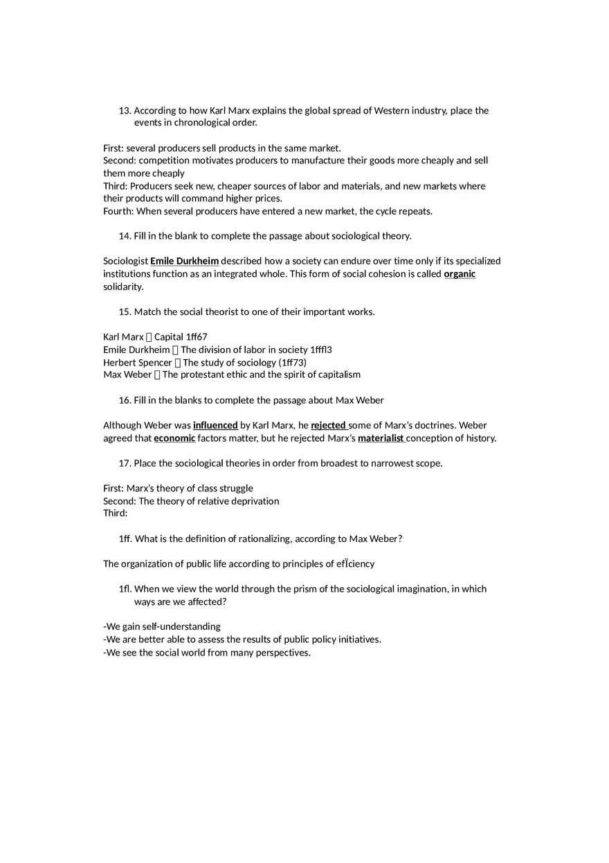 Sociology Midterm One Questions and Answers Part 1 - Page 3