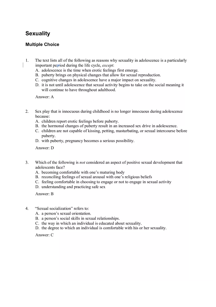 Practice Test - Sexuality Part 1 - Page 1