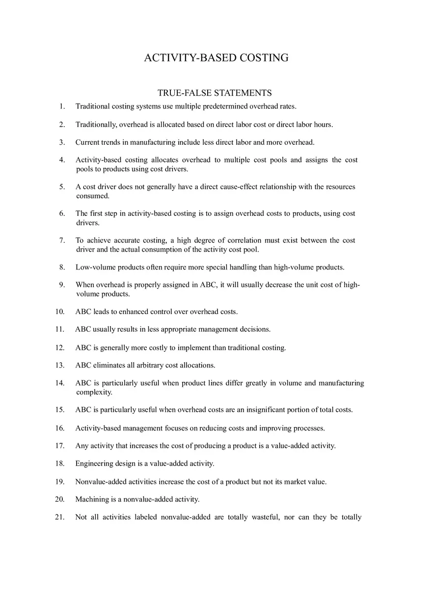 Activity Based Costing Answer Key - Page 1