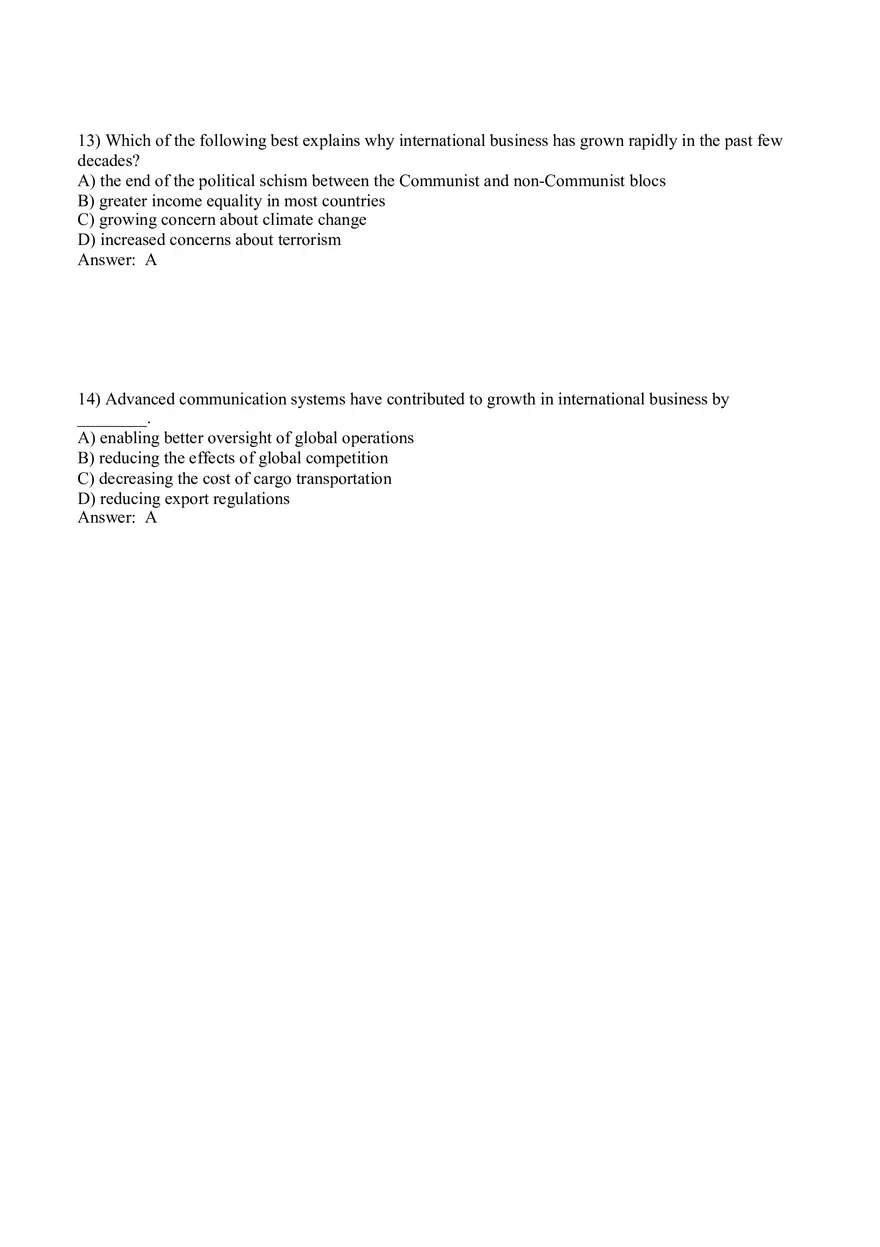 Globalization and International Business Answer Key Part 1 - Page 7