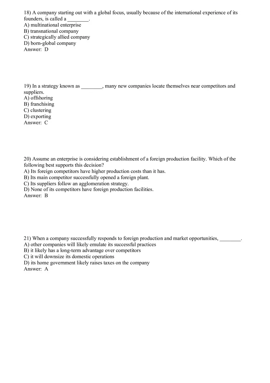 Globalization and International Business Answer Key Part 1 - Page 9