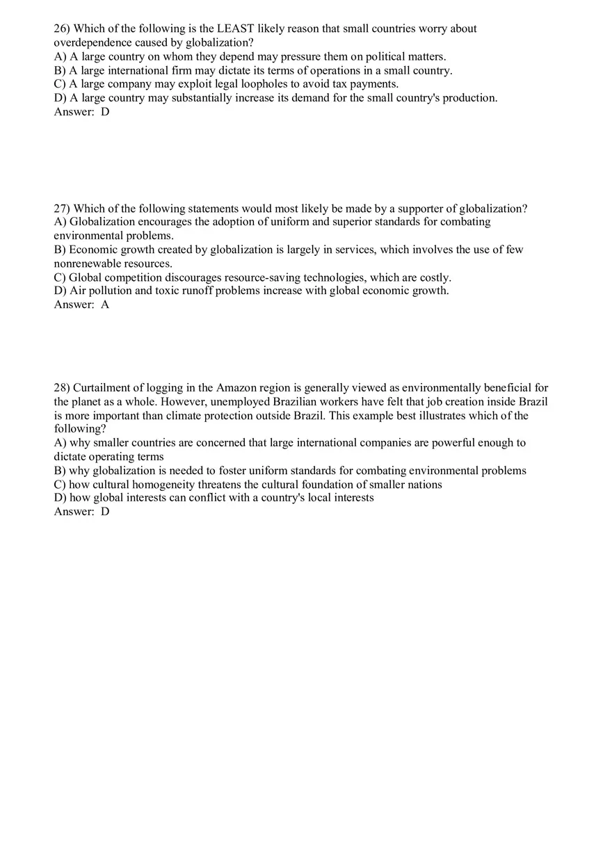 Globalization and International Business Answer Key Part 1 - Page 11