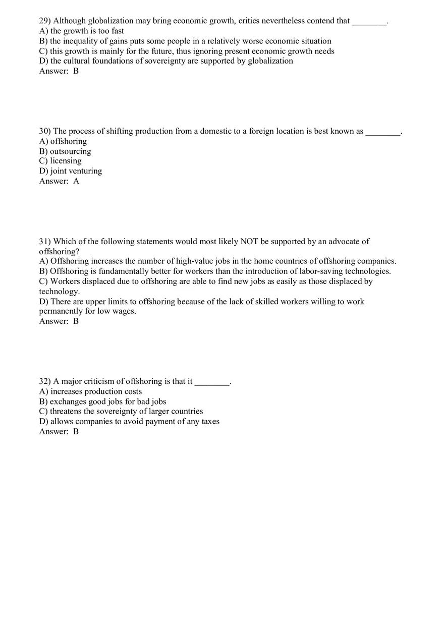 Globalization and International Business Answer Key Part 1 - Page 12