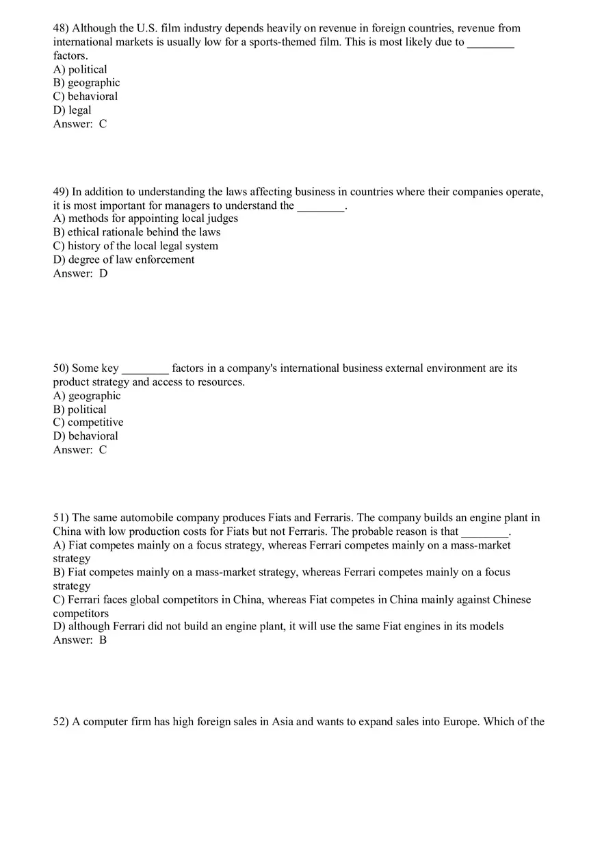 Globalization and International Business Answer Key Part 1 - Page 5