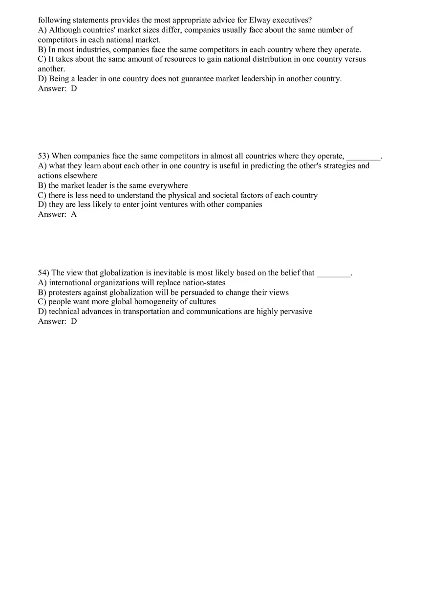Globalization and International Business Answer Key Part 1 - Page 6