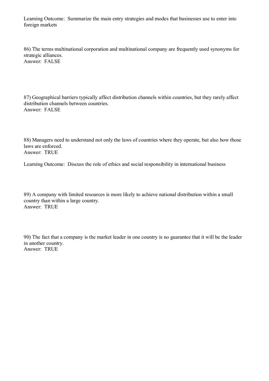 Globalization and International Business Answer Key Part 2 - Page 10