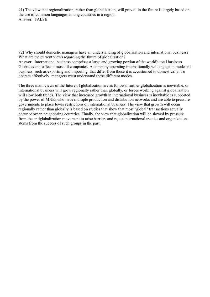 Globalization and International Business Answer Key Part 2 - Page 11
