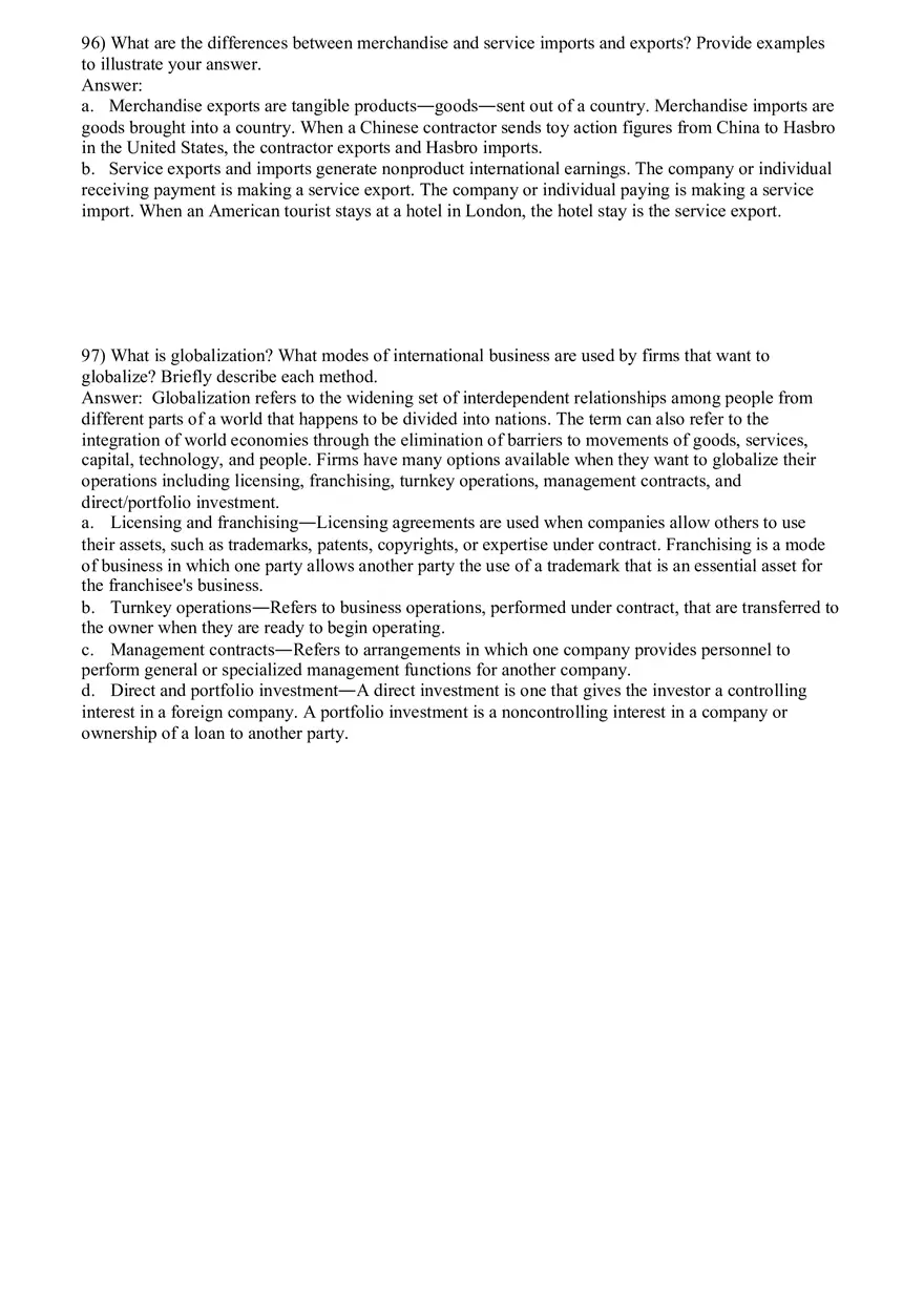 Globalization and International Business Answer Key Part 2 - Page 3