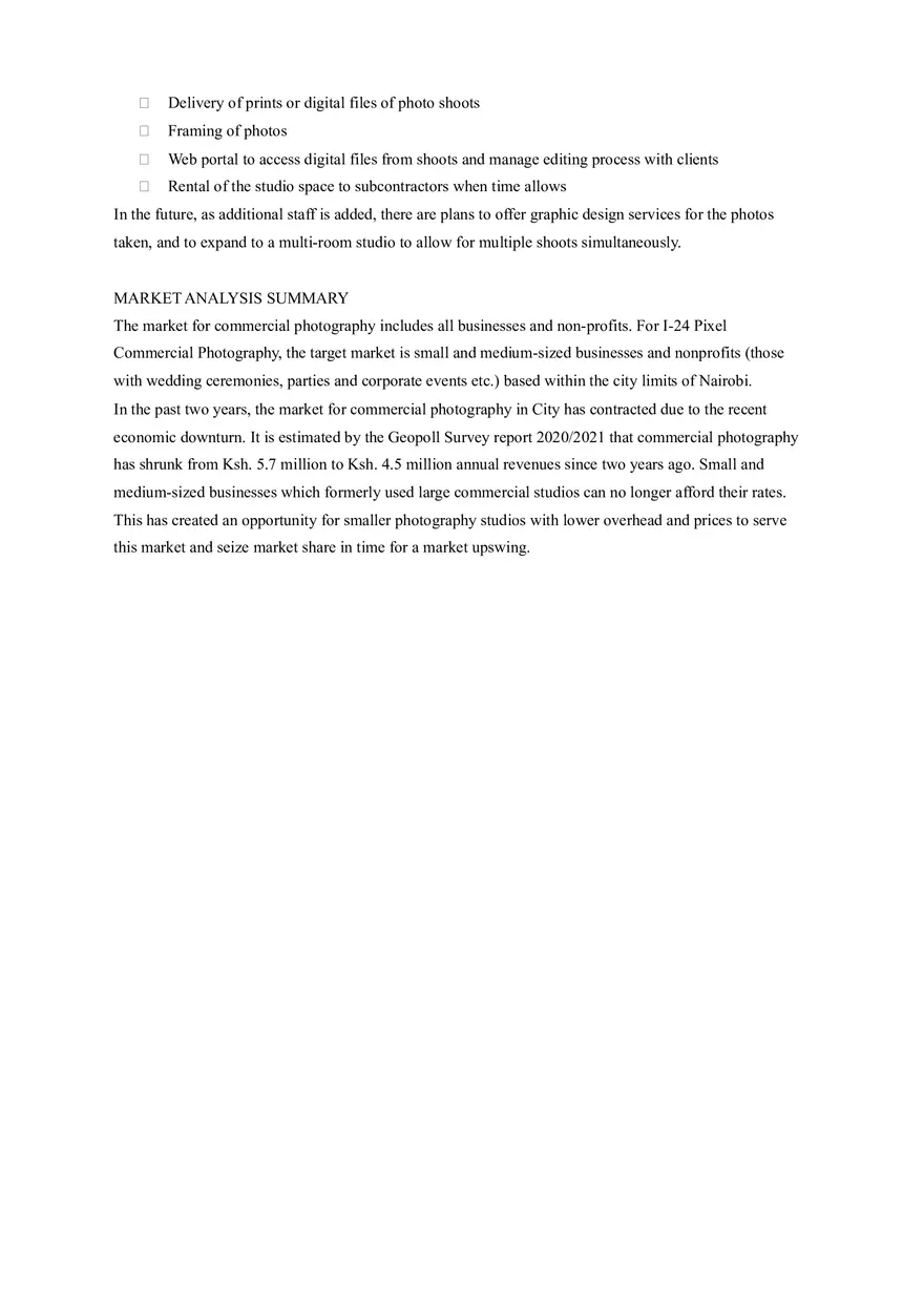Pixel Commercial Photography Business Plan - Page 8