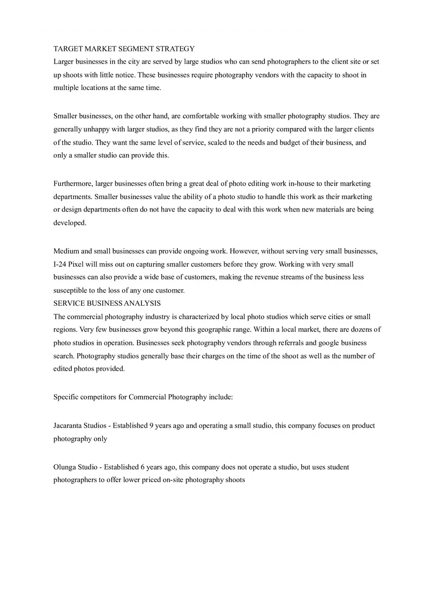 Pixel Commercial Photography Business Plan - Page 10