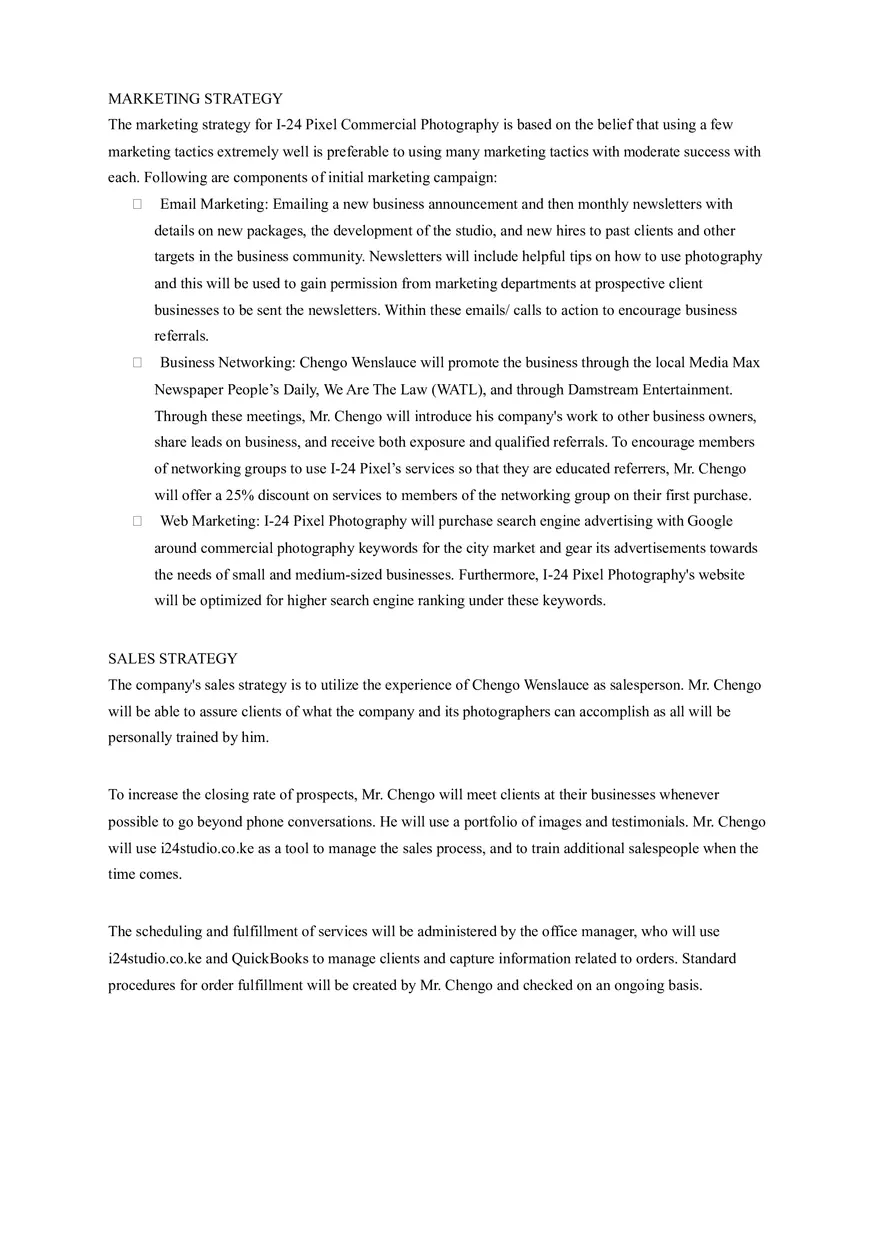 Pixel Commercial Photography Business Plan - Page 12