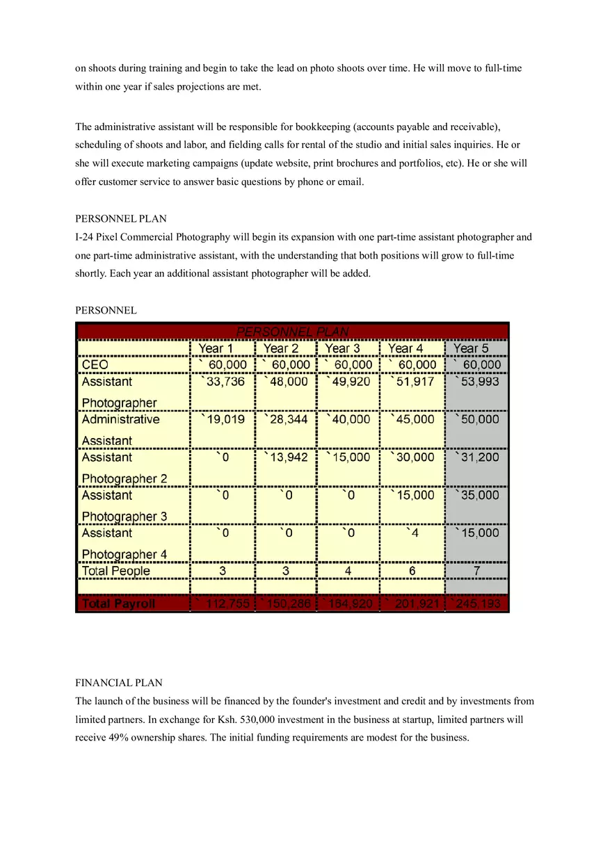 Pixel Commercial Photography Business Plan - Page 3