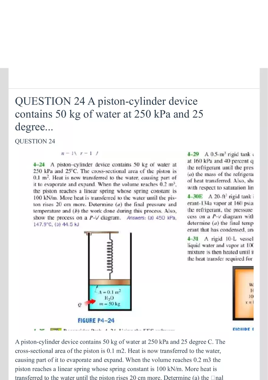 A Piston-cylinder Device Contains 50 kg of Water at 250 k Pa - Page 1