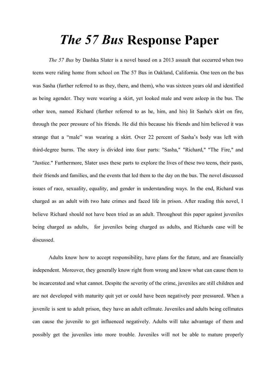 The 57 Bus Response Paper - Page 1