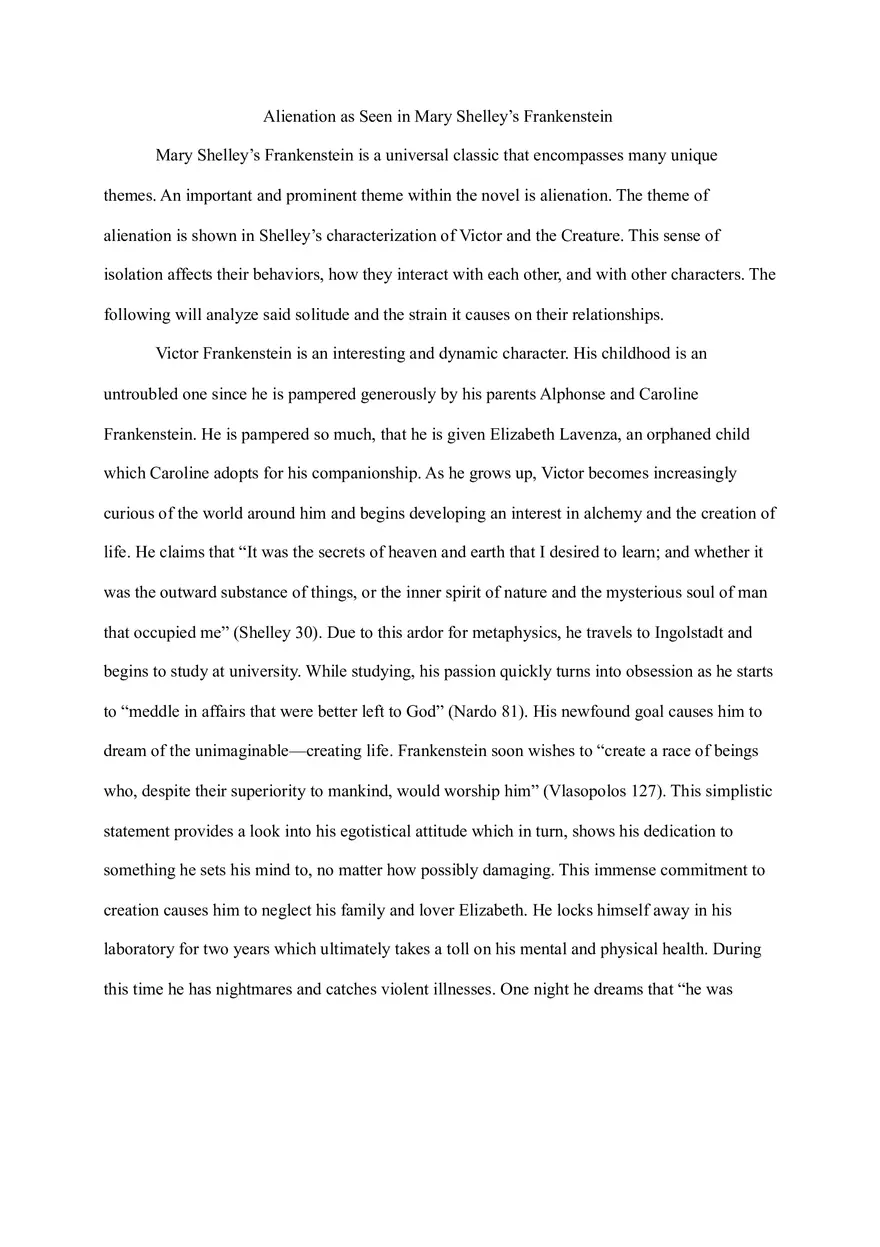 Frankenstein Research Paper - Page 1