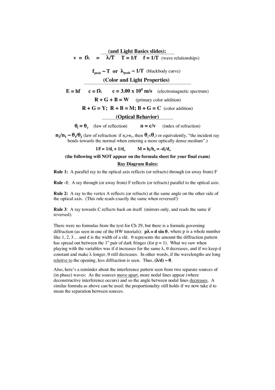 Formula Sheet for Linear Motion - Page 2