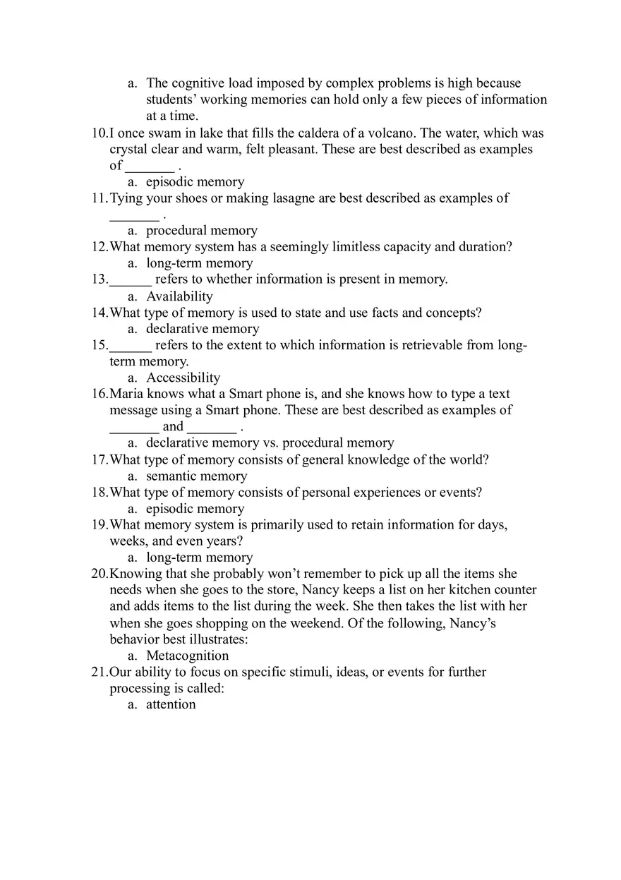 Memory Systems and Aligned Instruction in Learning Study Guide - Page 2