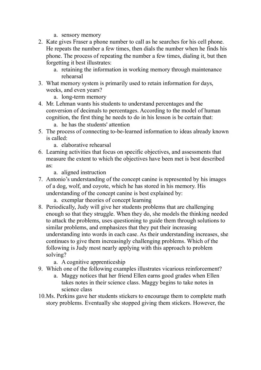 Memory Systems and Aligned Instruction in Learning Study Guide - Page 4