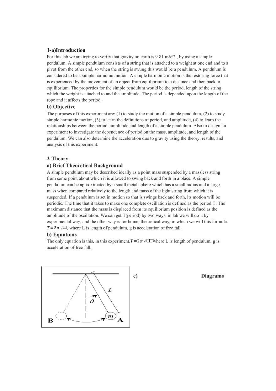 Gravity On Earth Lab Report - Page 1