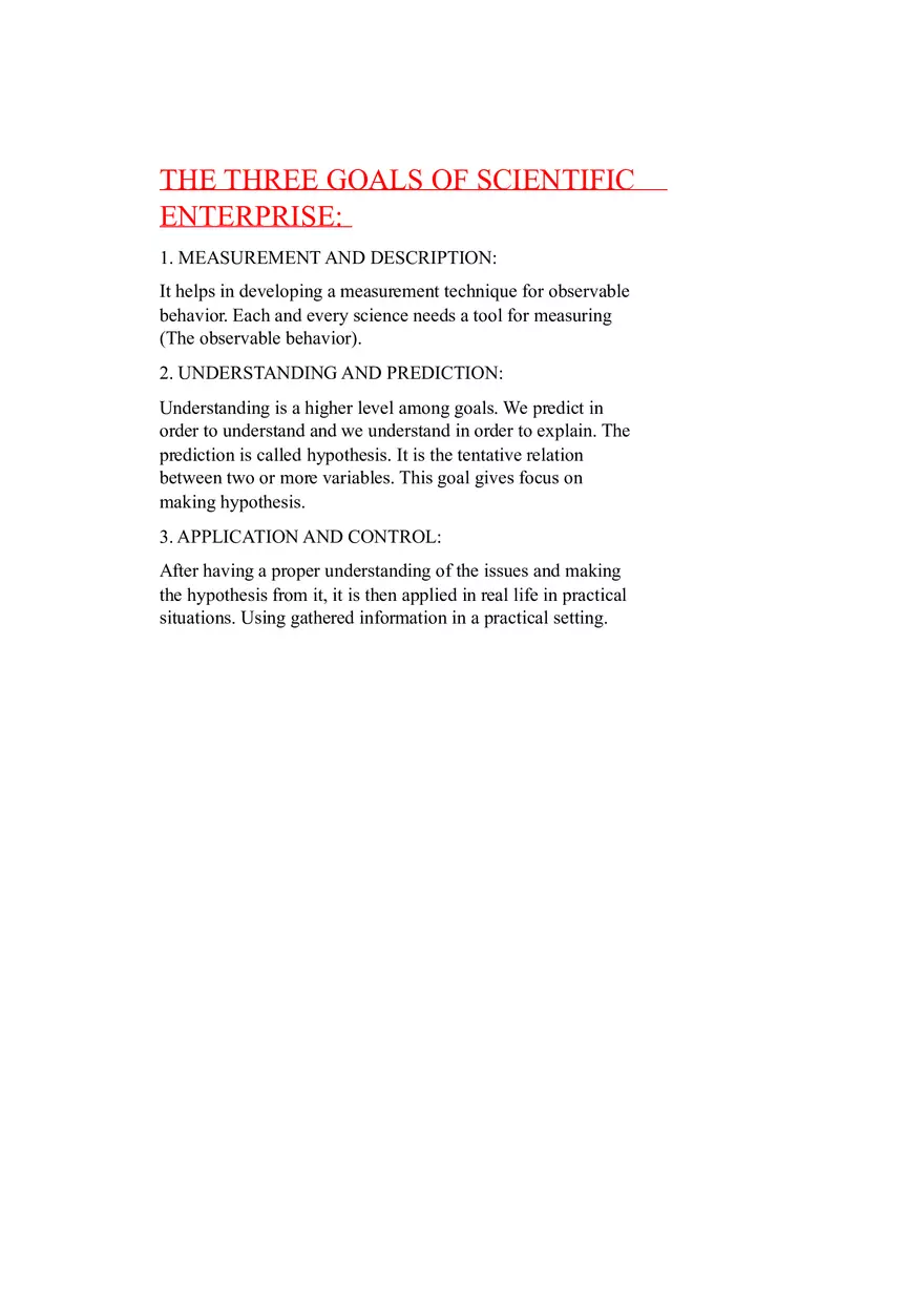 The Three Goals OF Scientific Enterprise - Page 1