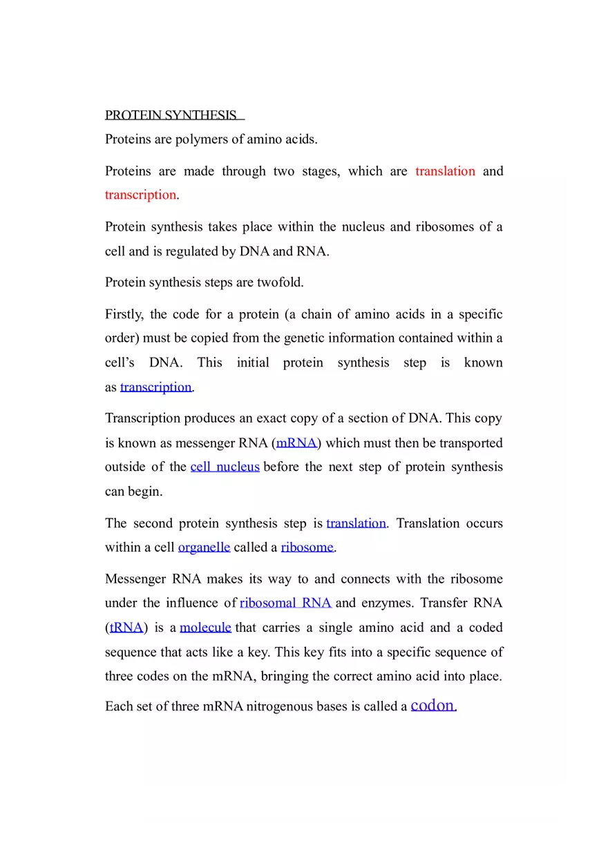 Proteins are Polymers of Amino Acids - Lecture notes - Page 1