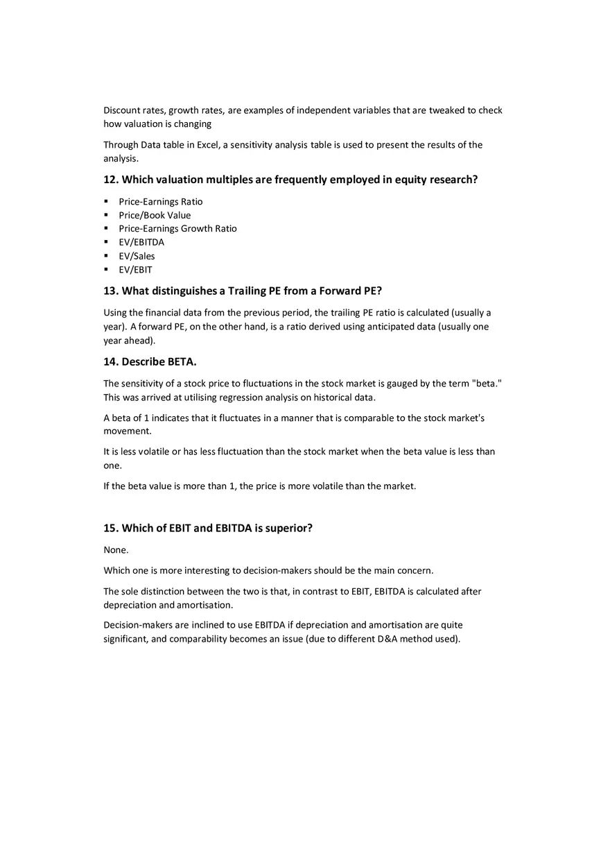 Most Asking Equity Research Interview Questions and Answer - Page 6