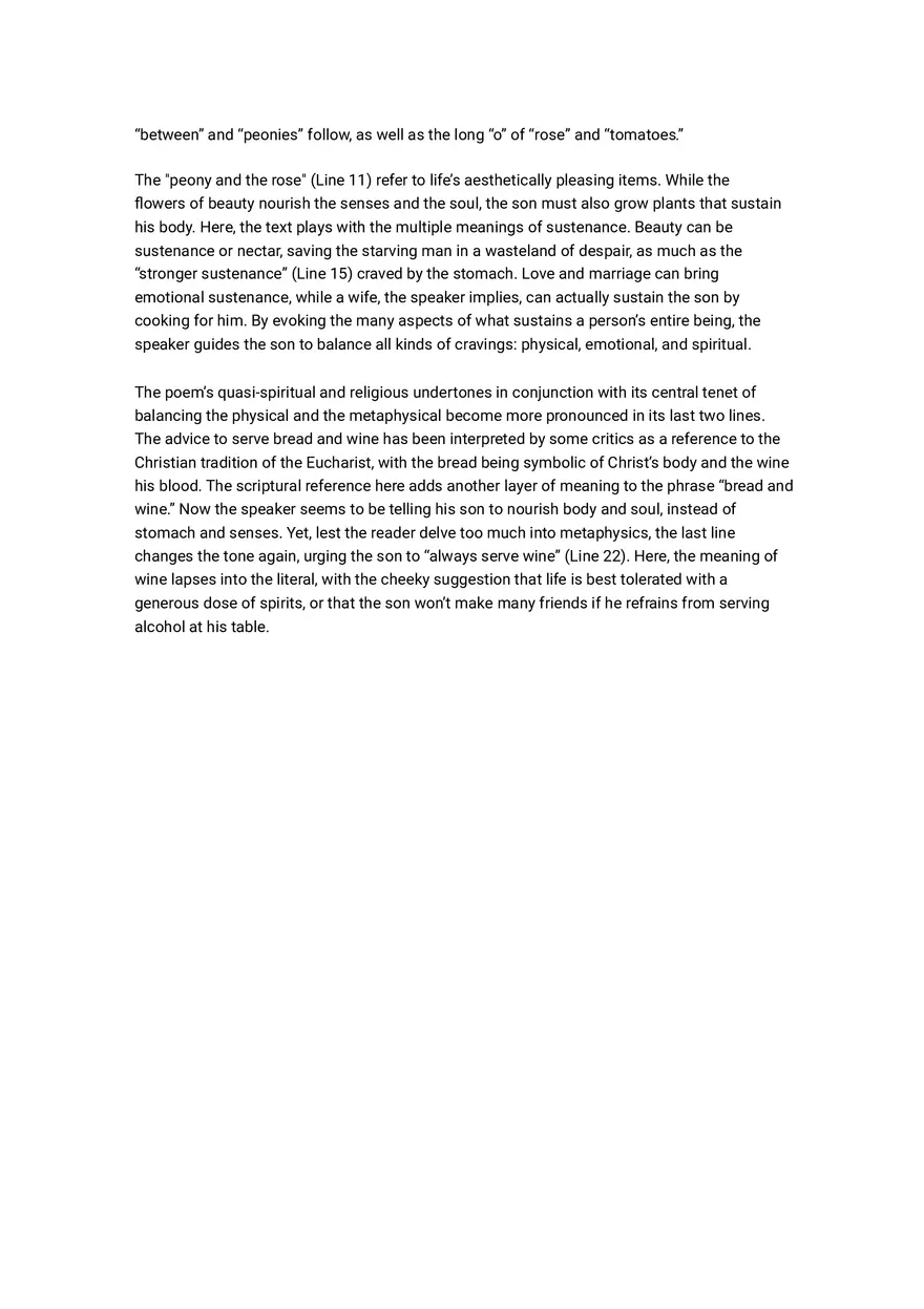Advice to My Son Summary and Analysis - Page 10