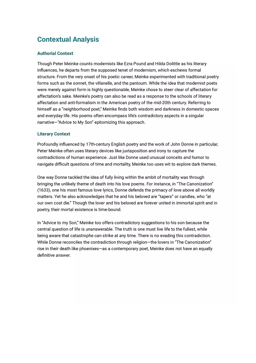 Advice to My Son Summary and Analysis - Page 11