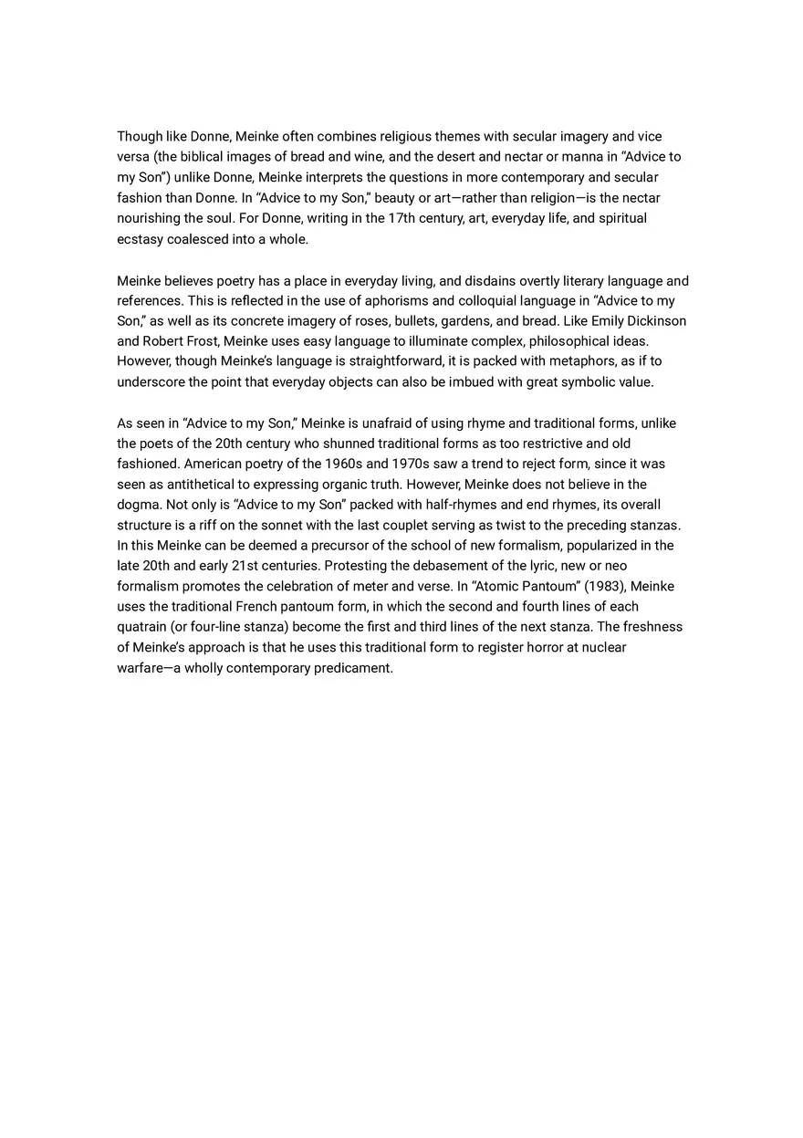 Advice to My Son Summary and Analysis - Page 12