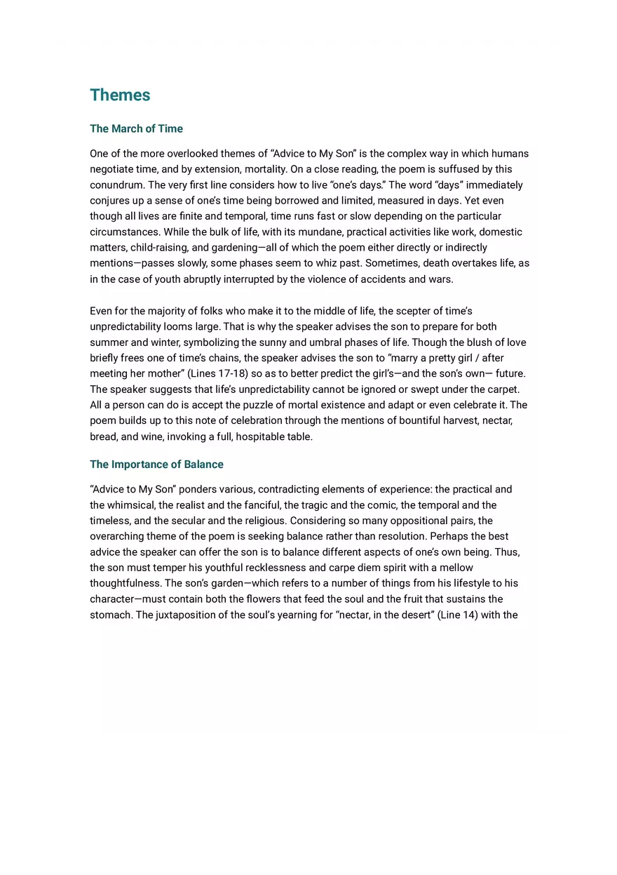 Advice to My Son Summary and Analysis - Page 13