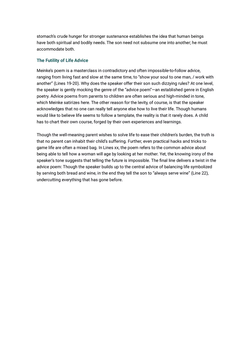 Advice to My Son Summary and Analysis - Page 14
