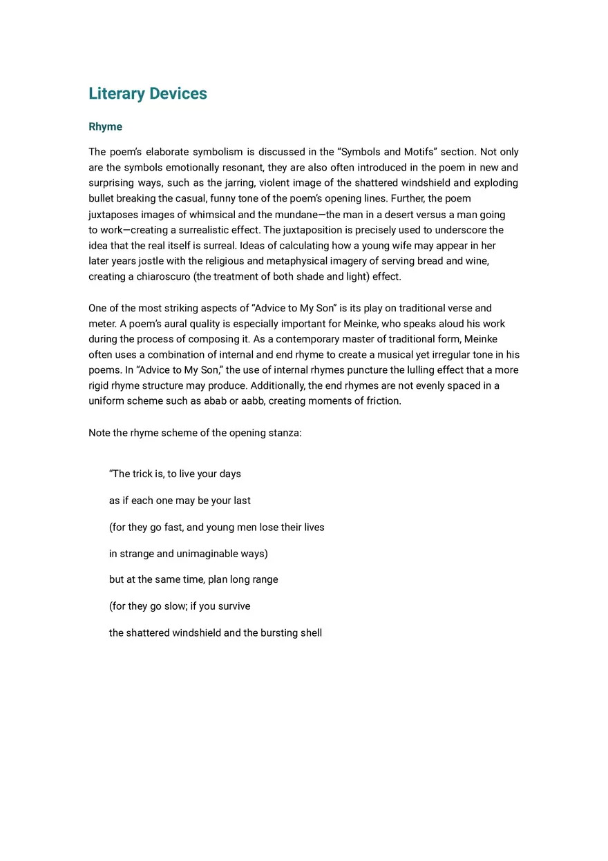 Advice to My Son Summary and Analysis - Page 4