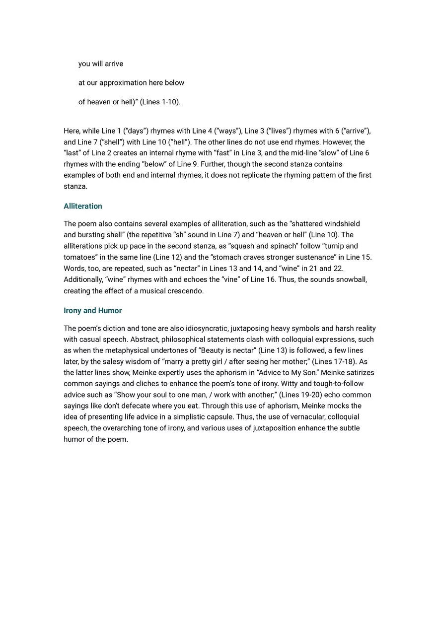 Advice to My Son Summary and Analysis - Page 5