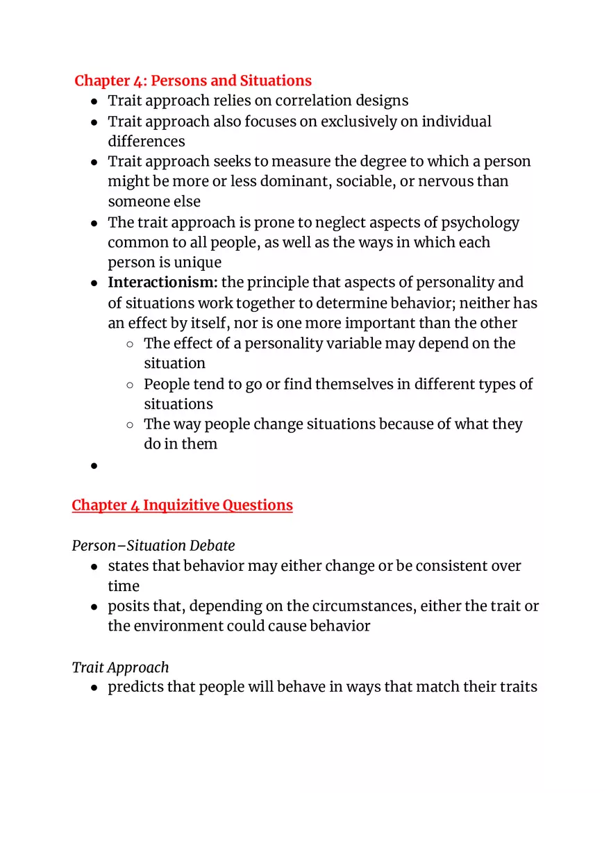 Persons and Situations Chapter 4 and 5 Lecture - Page 1