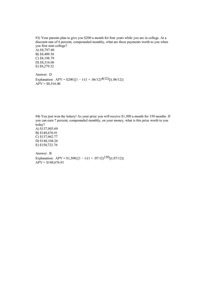 Corporate Finance Discounted Cash Flow Valuation Answer Key 5 - Page 7